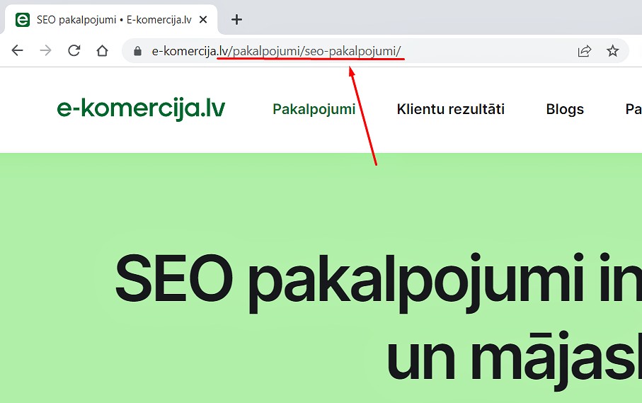 URL hierarhijas piemērs no E-komercija.lv