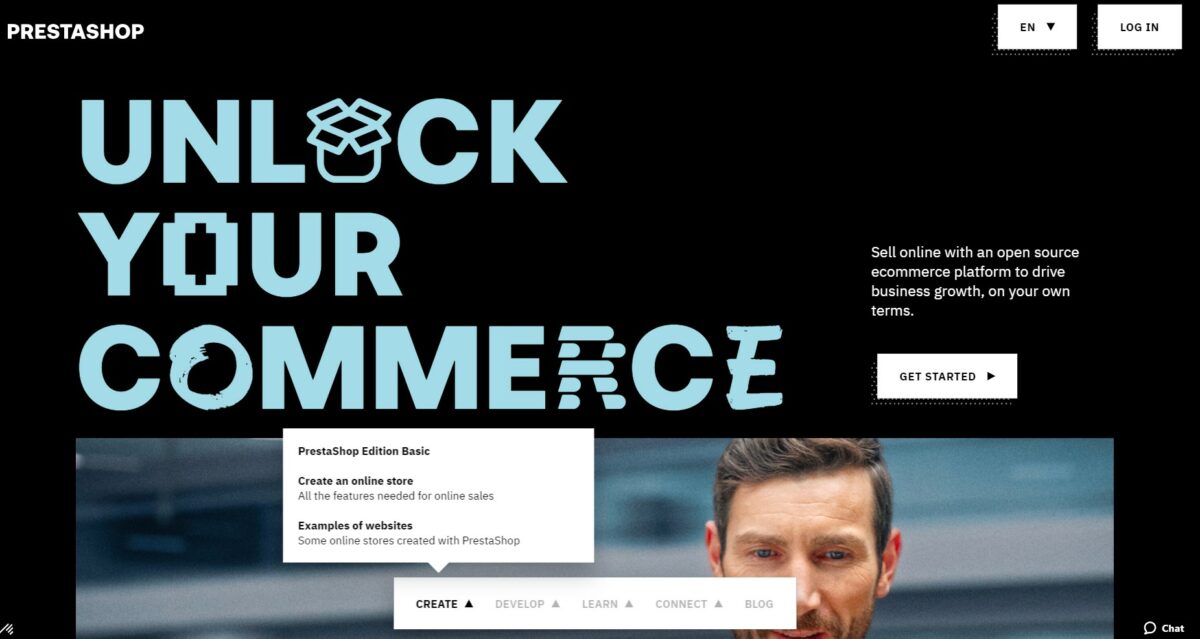 PrestaShop ir atvērtā pirmkoda e-komercijas platforma, kas ļauj uzņēmumiem izveidot un pārvaldīt tiešsaistes veikalu.