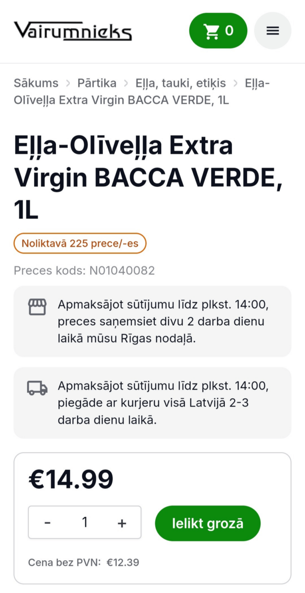 Produktu iegāde arī mobilajās ierīcēs - Vairumnieks.lv