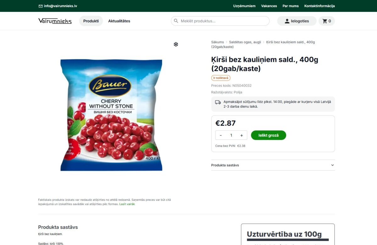 Vairumnieks.lv - Detalizēta informācija par produktu