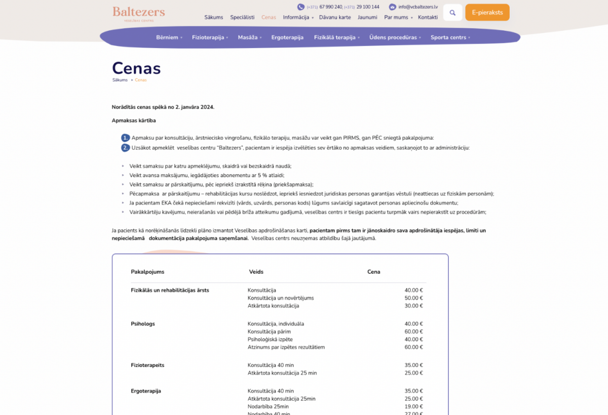 VC Baltezers cenas