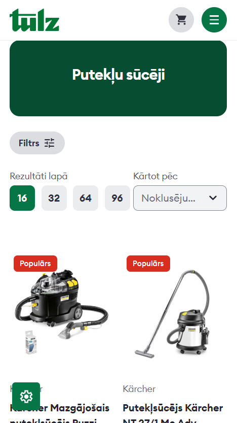 Tulz.lv - produktu kategorijas atvērums - mobile