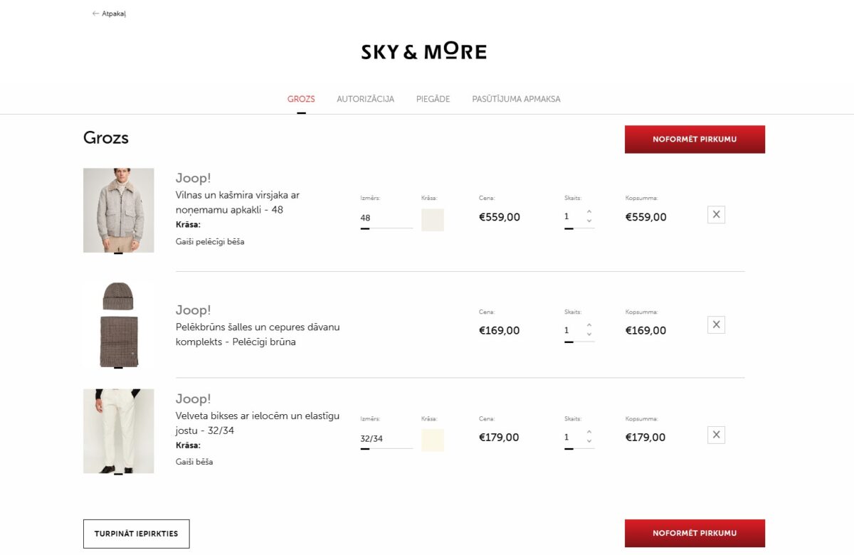 Skyandmore.lv - Pirkumu grozs