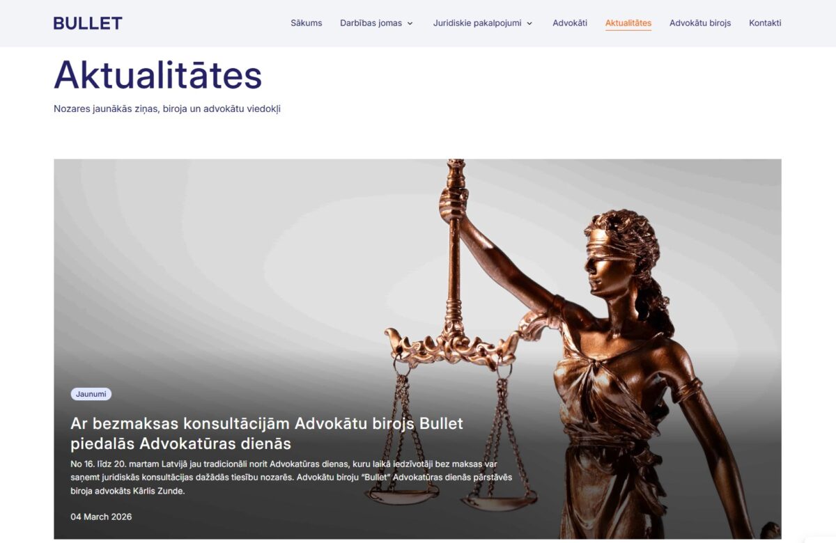 Aktualitātes - Advokātu birojs BULLET