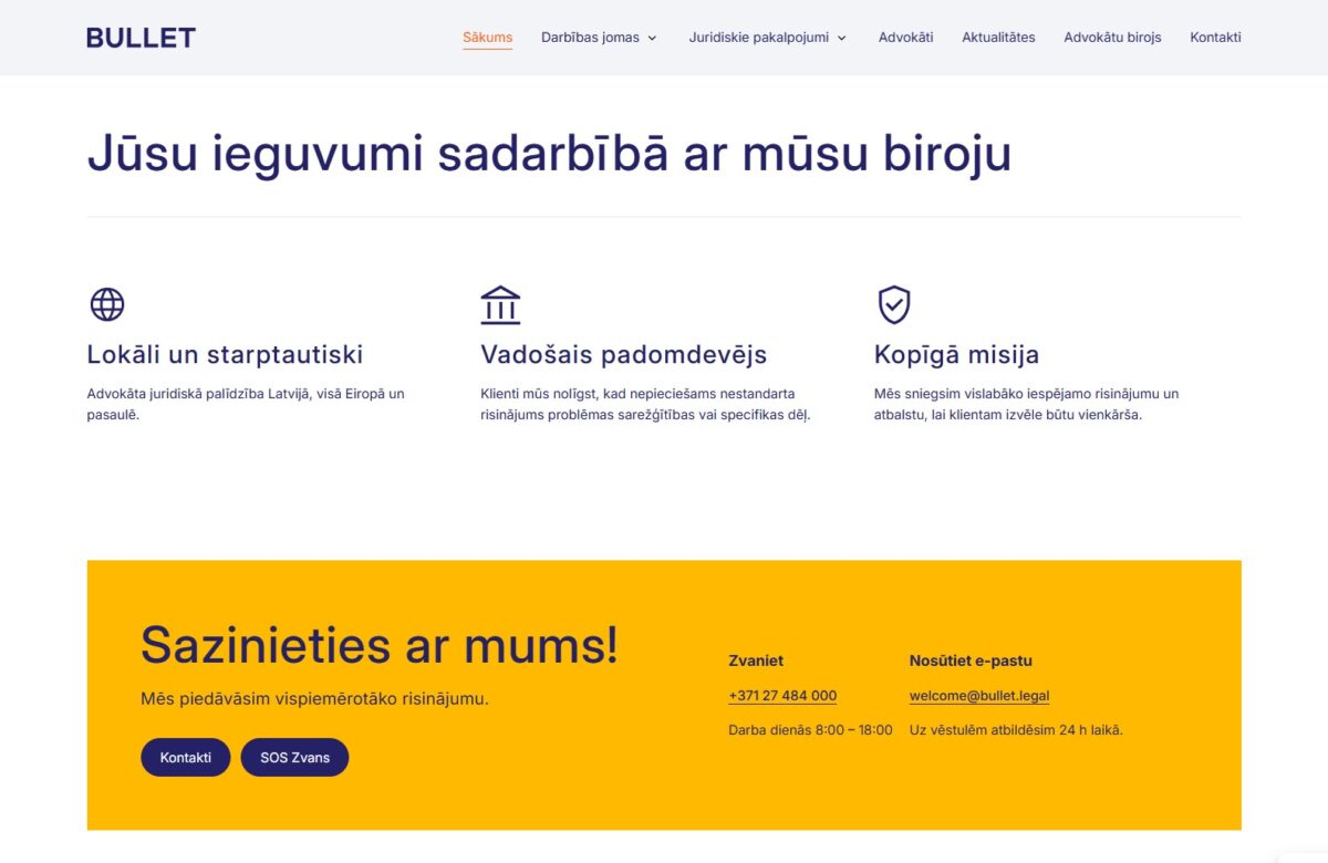 Aicinājums uz darbību jeb CTA - Advokātu birojs BULLET