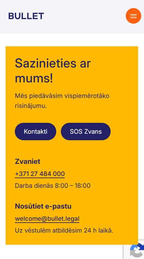 Aicinājums uz darbību jeb CTA - Advokātu birojs BULLET - mobile