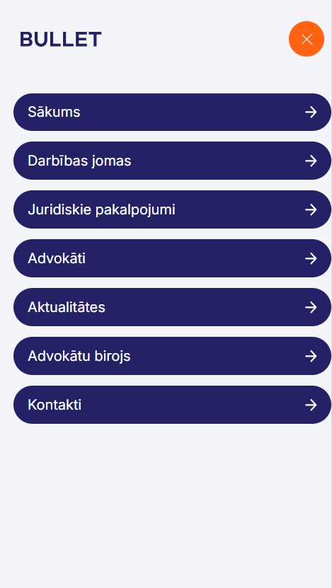 Mobilā navigācija - Advokātu birojs BULLET