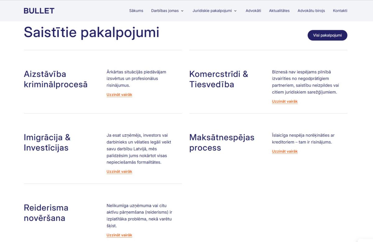 Saistītie pakalpojumi - Advokātu birojs BULLET