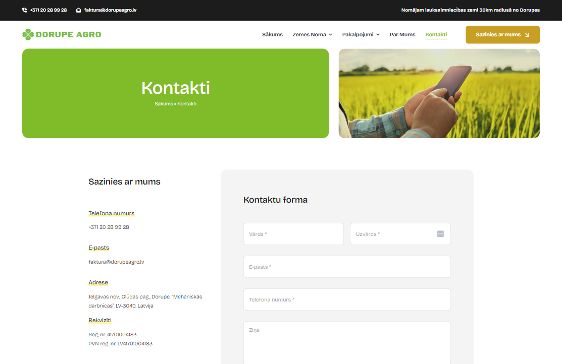 Kontaktinformācija - Dorupeagro.lv