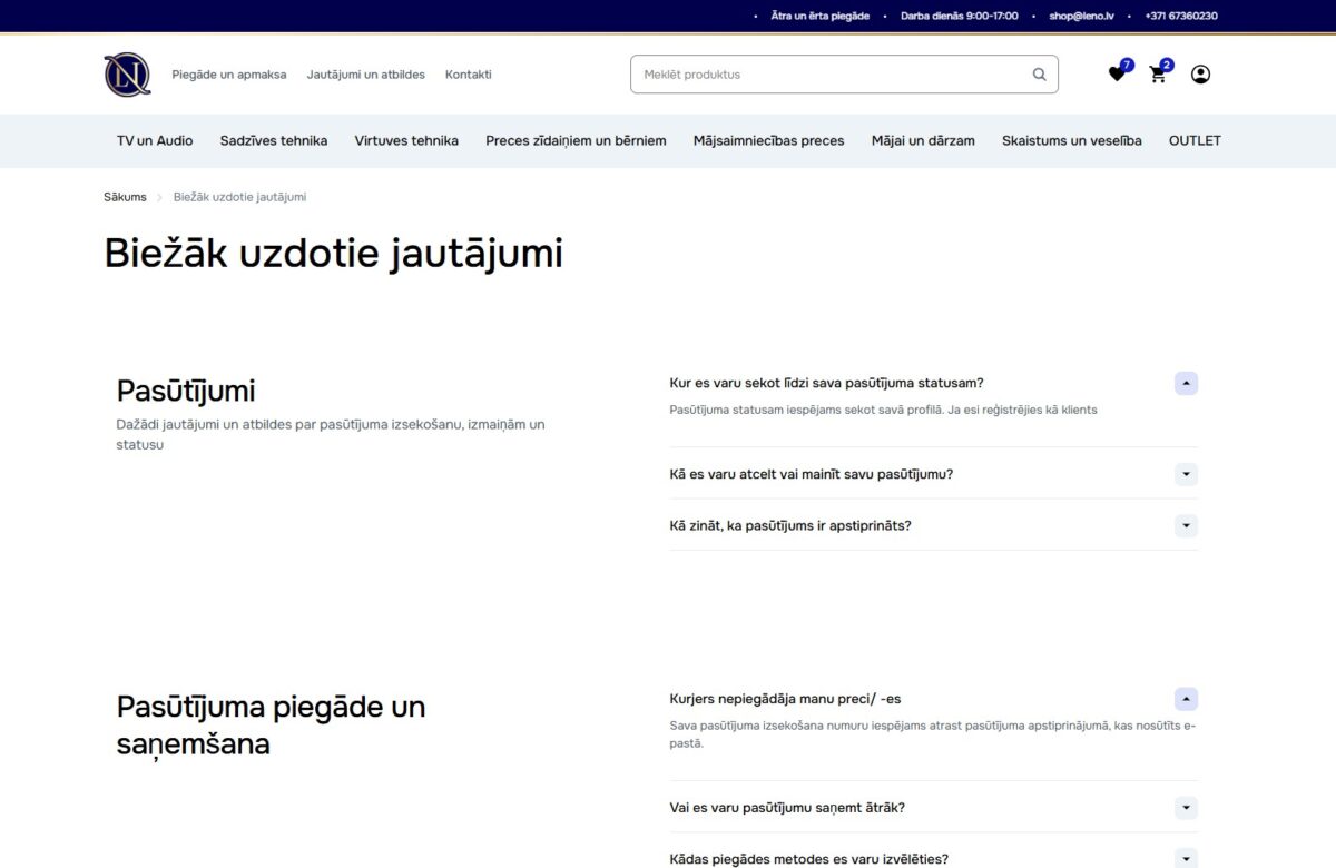 Leno.lv - Biežāk uzdotie jautājumi