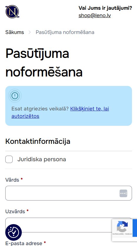 Leno.lv - Pasūtījuma noformēšana - mobile