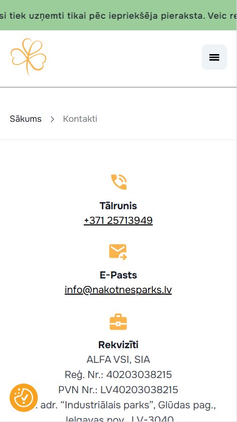 Nakotnesparks.lv - Kontaktinformācija - mobile