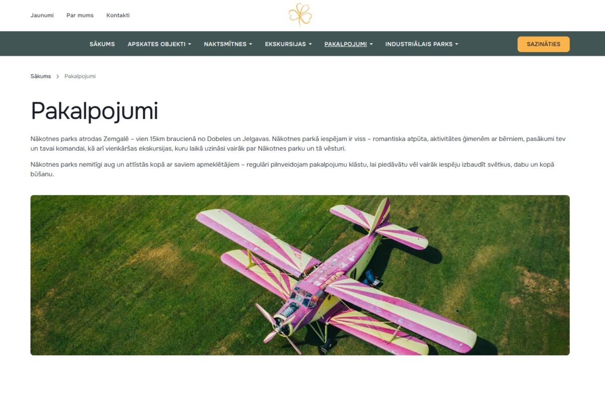 Nakotnesparks.lv - Pakalpojumu atvērums