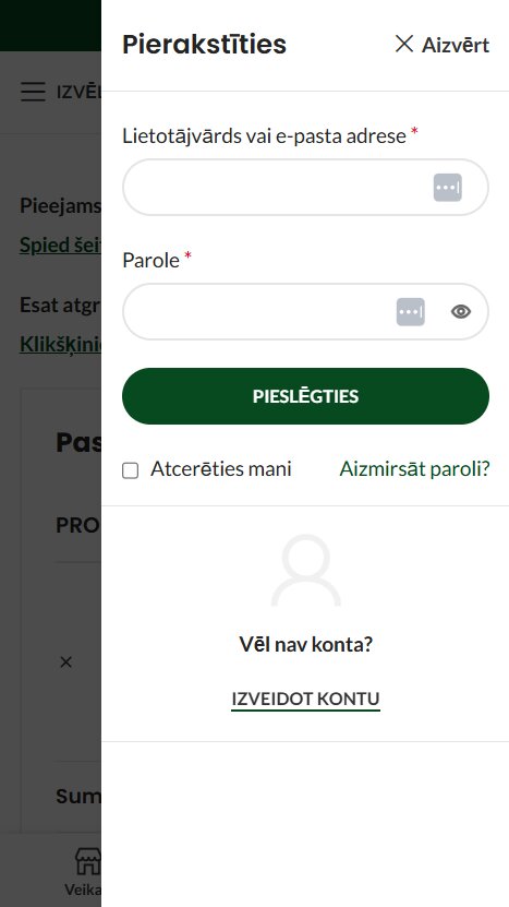 Baed.lv - Autorizācija lietotāja kontā - mobile