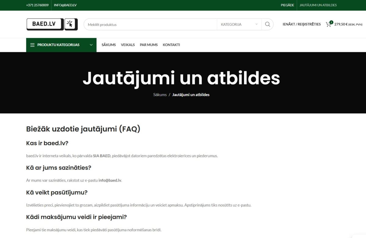 Baed.lv - Biežāk uzdotie jautājumi un atbildes