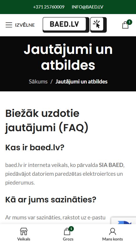 Baed.lv - Biežāk uzdotie jautājumi un atbildes - mobile