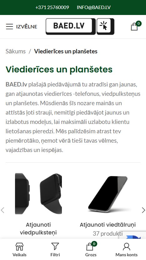 Baed.lv - Produktu kategorijas atvērums - mobile