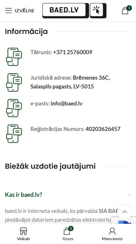 Baed.lv - Uzņēmuma kontaktinformācija - mobile
