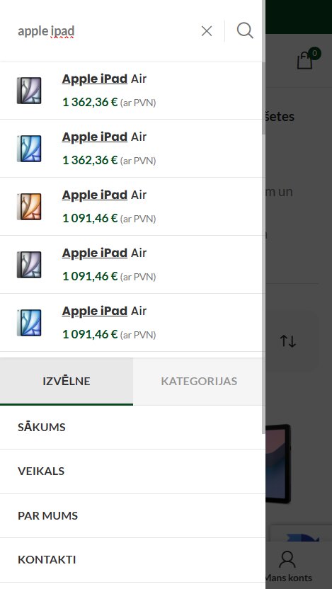 Baed.lv - Produktu meklēšanas rezultāti - mobile