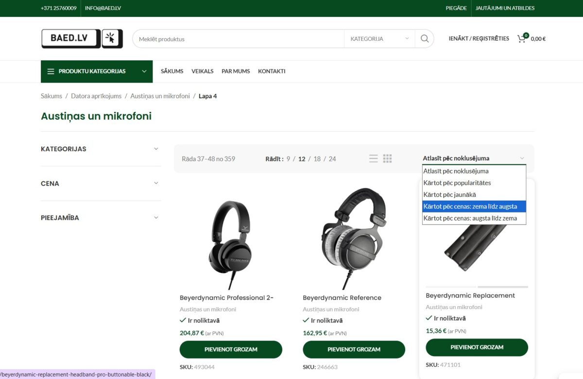 Baed.lv - Produktu atlases iespējas
