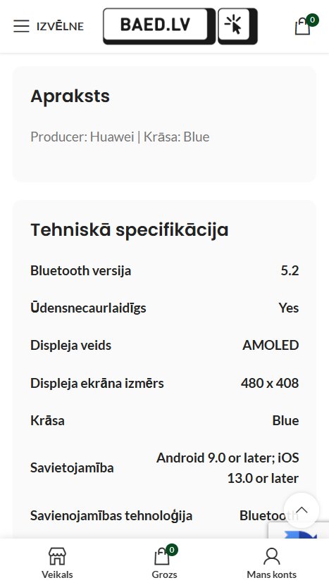 Baed.lv - Produkta apraksts - mobile