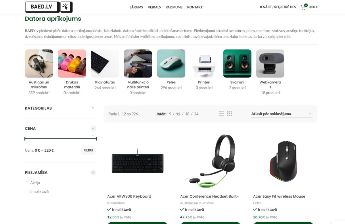 Baed.lv - Produktu filtri