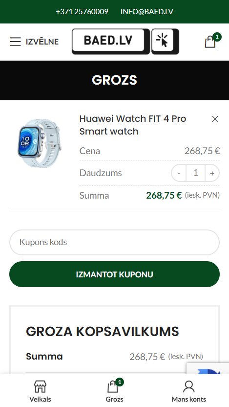 Baed.lv - Pirkumu grozs - mobile