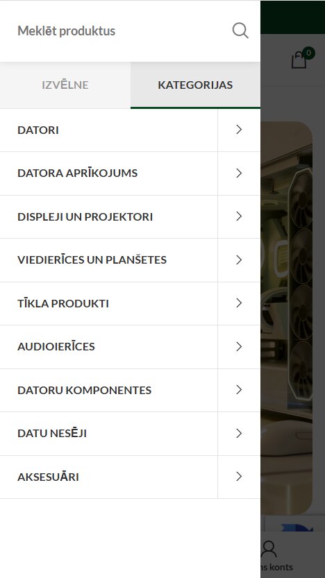 Baed.lv - Produktu kategoriju izvēlne - mobile