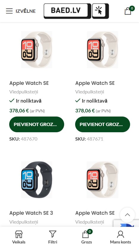 Baed.lv - Produktu saraksts - mobile