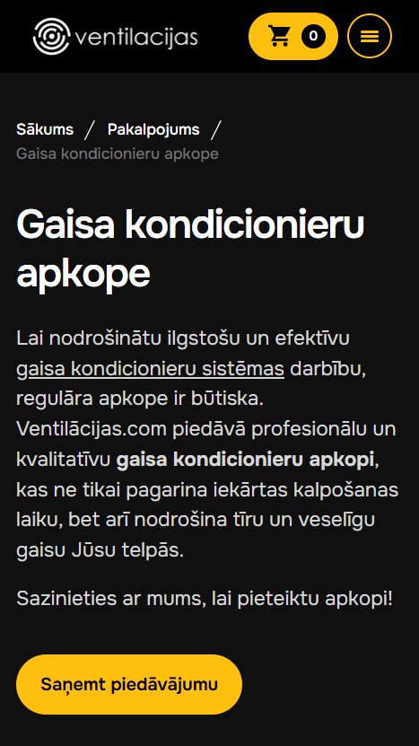 Ventilacijas.com - Pakalpojuma atvērums - mobile