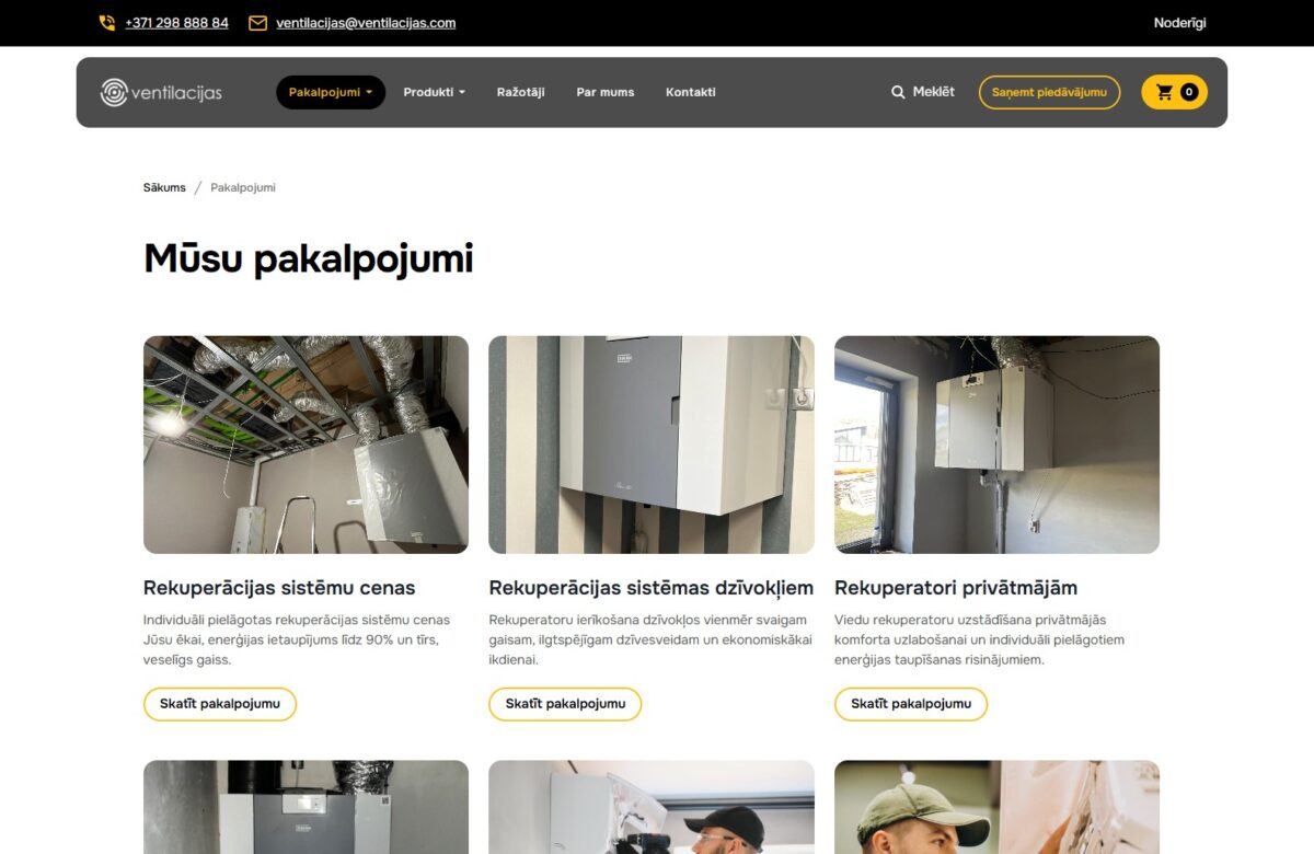 Ventilacijas.com - Visu pakalpojumu saraksts