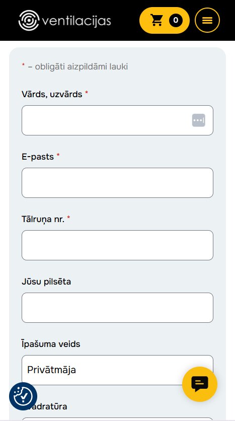 Ventilacijas.com - Piedāvājuma forma - mobile