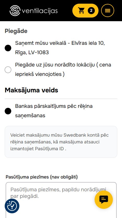 Ventilacijas.com - Piegāde un apmaksa - mobile