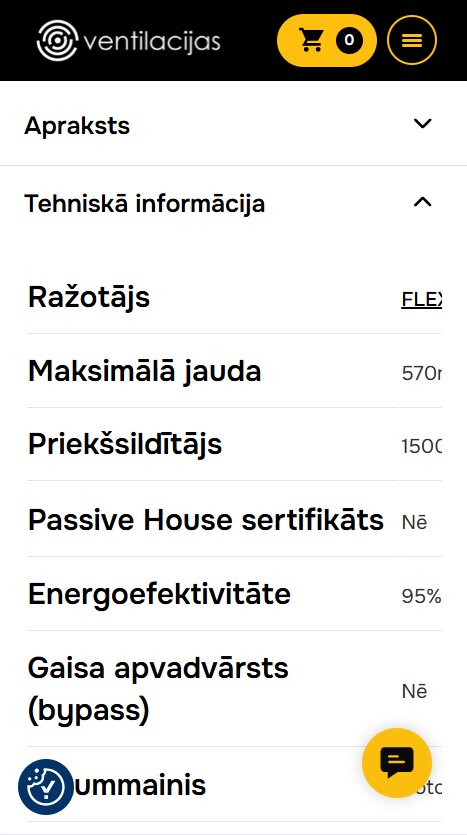 Ventilacijas.com - Preces apraksts un tehniskā informācija - mobile