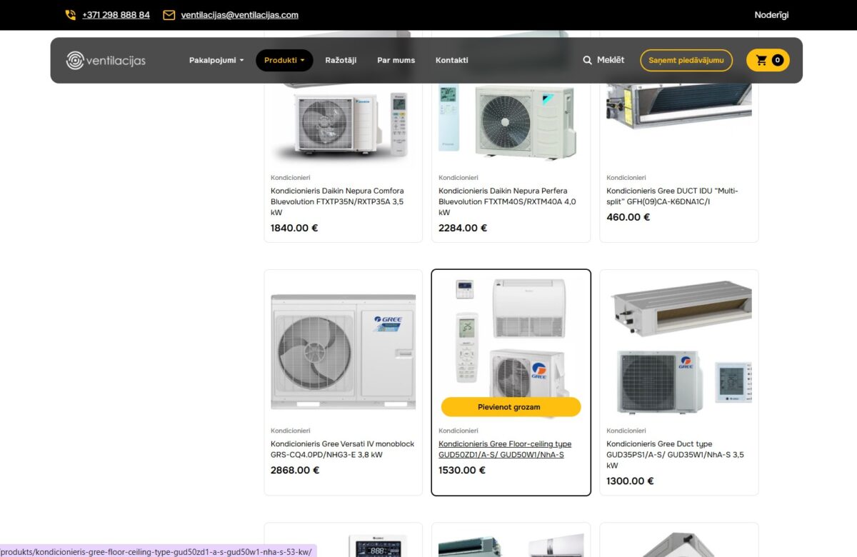 Ventilacijas.com - Produktu kartiņa uz hover