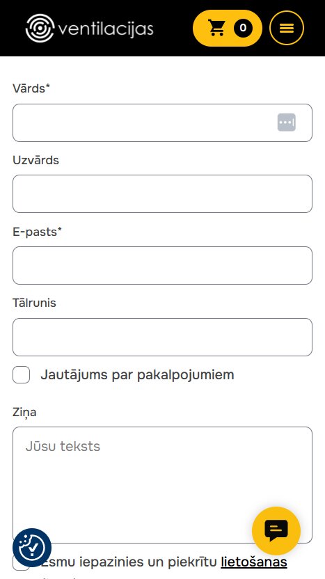 Ventilacijas.com - Saziņas forma - mobile