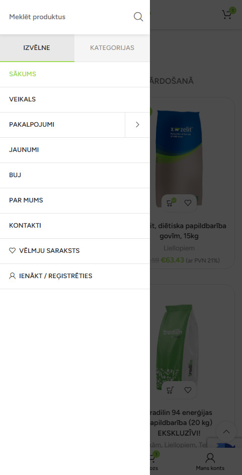 Ingmaragri.eu izvēlnes skats