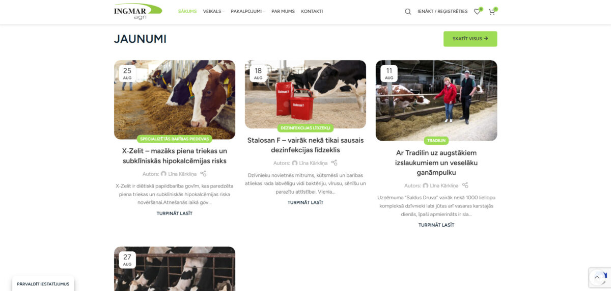 Ingmaragri.eu jaunumu sadaļa