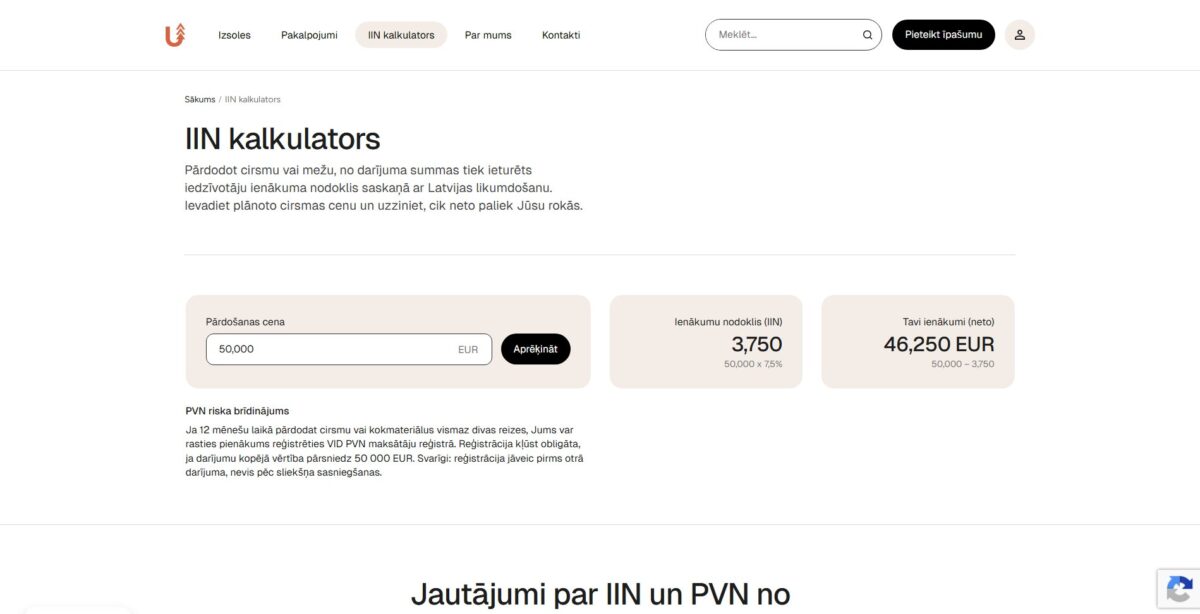 Uzvija.lv IIN kalkulators