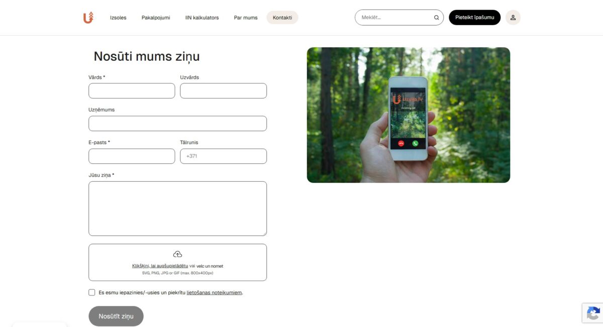 Uzvija.lv kontaktforma