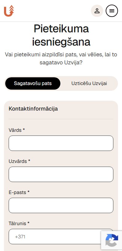 Uzvija.lv pieteikuma iesniegšana
